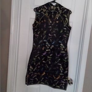 Chinese Silk Cheongsam Qipao Dress Dragonfly Brocade Peony Shanghai Size 38